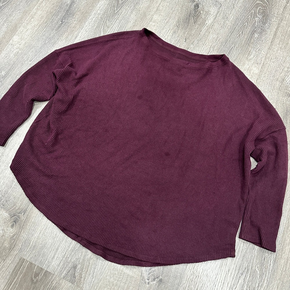 WE THE FREE Sweater Women's XL Burgundy Waffle Knit Oversized Knit Sweater - Picture 12 of 13